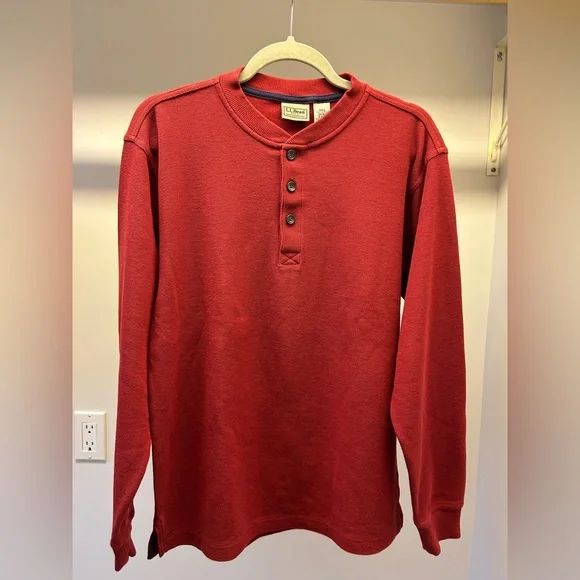 L.L. Bean Men's Waffle Henley Long Sleeve Shirt - Picture 1 of 5